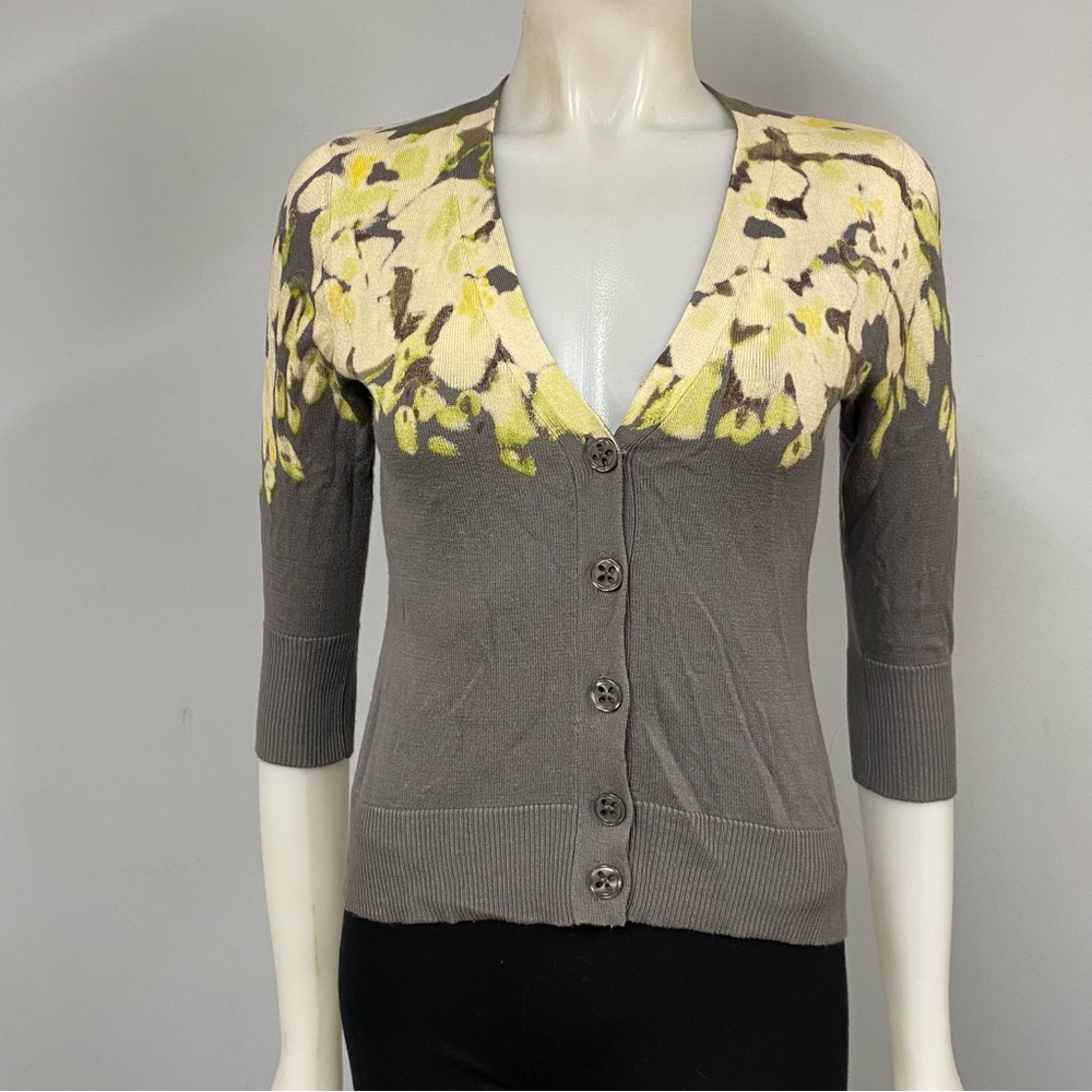 Tabitha Anthropologie Yellow Flowers Cardigan
